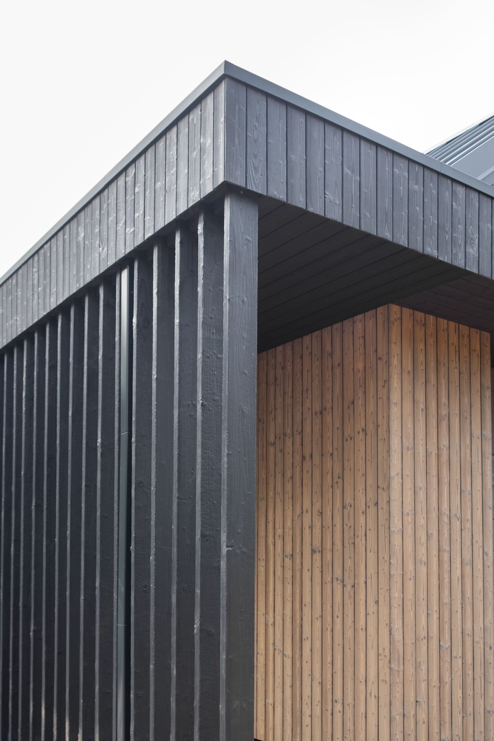 Medeksa Graphite charred wood fence combined with Medeksa Sand charred wood planks