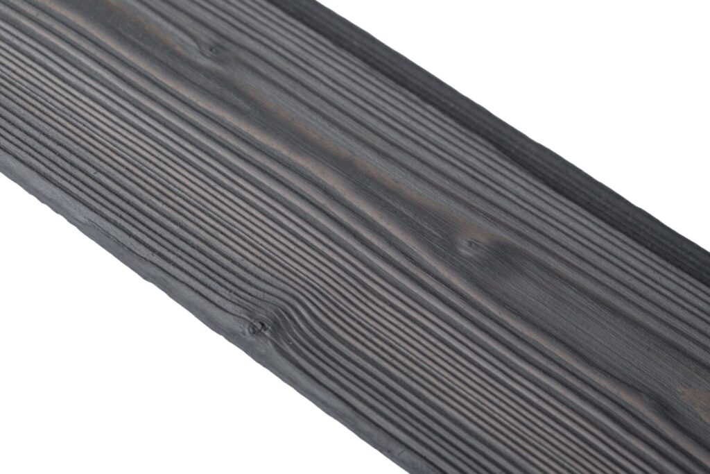 charred spruce boards in medeksa stone color