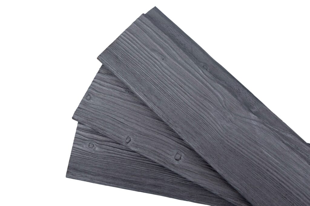 charred larch boards in medeksa steel color