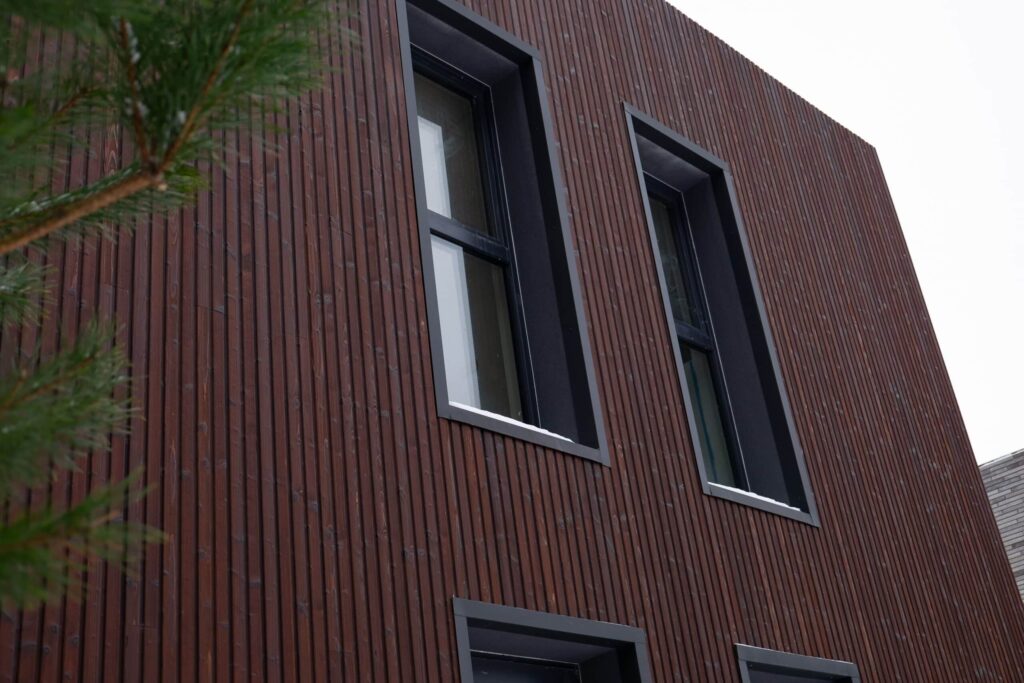 Charred spruce facade
