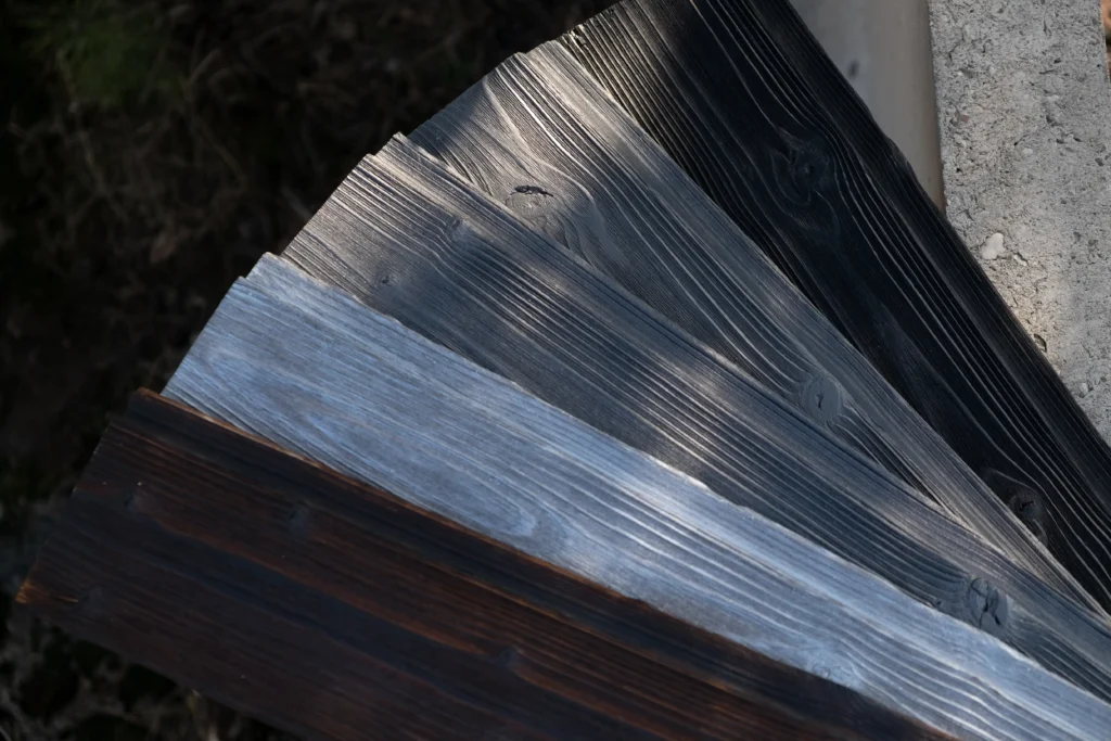 charred wood boards